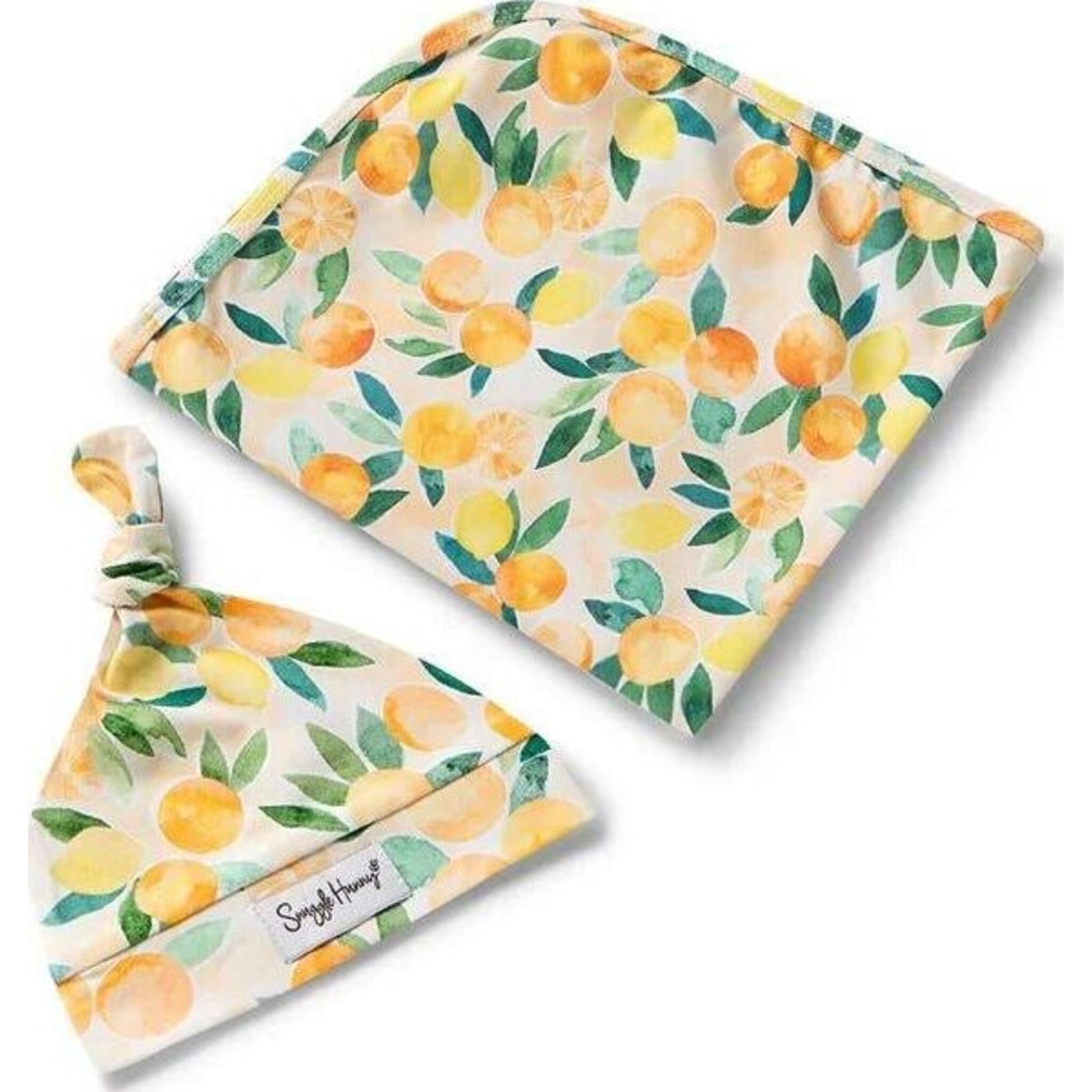 Snuggle Hunny Sunny Citrus Organic Jersey Wrap & Beanie Set | Aster & Ruby
