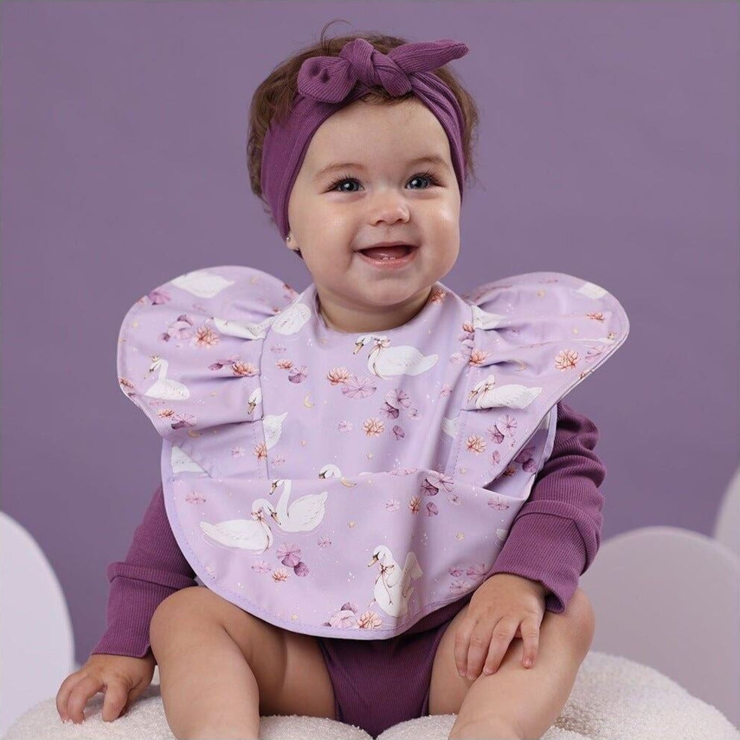 Snuggle Hunny Swan Lake Frill Snuggle Bib | Aster & Ruby