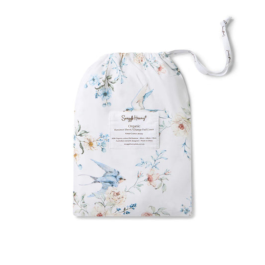Sweet Swallows Organic Bassinet Sheet / Change Pad Cover
