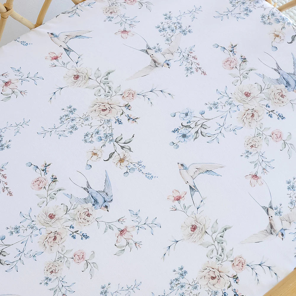Sweet Swallows Organic Bassinet Sheet / Change Pad Cover