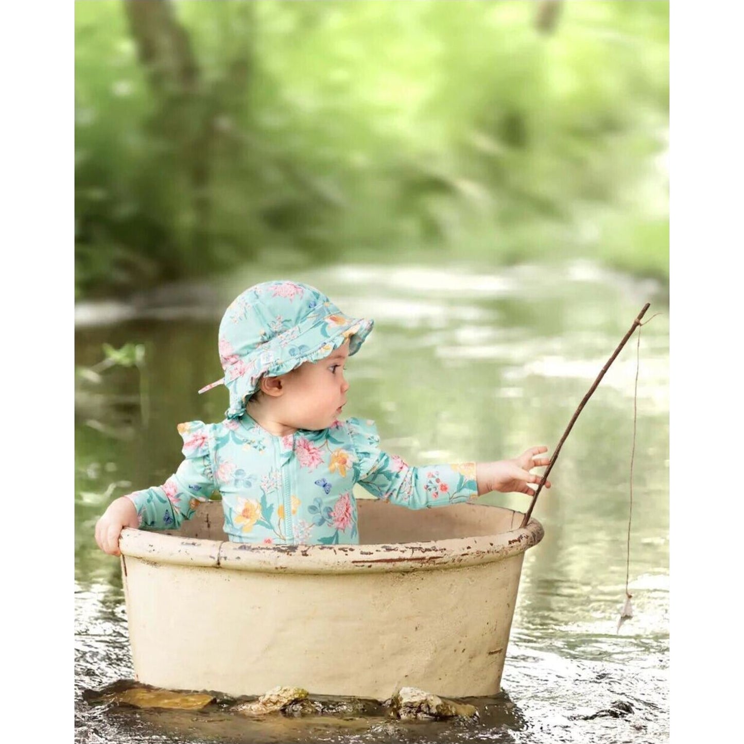 Toshi Swim Bell Hat Ripple Waratah Mint | Aster & Ruby
