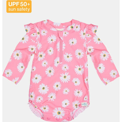 Toshi Swim Onesie L/S Ripple Daisy Watermelon | Aster & Ruby