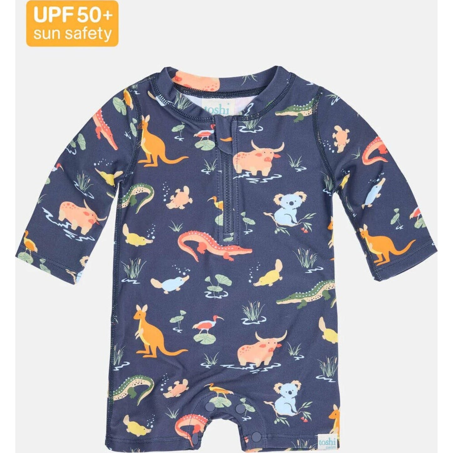 Toshi Swim Onesie L/S Splash Kakadu Moonlight | Aster & Ruby