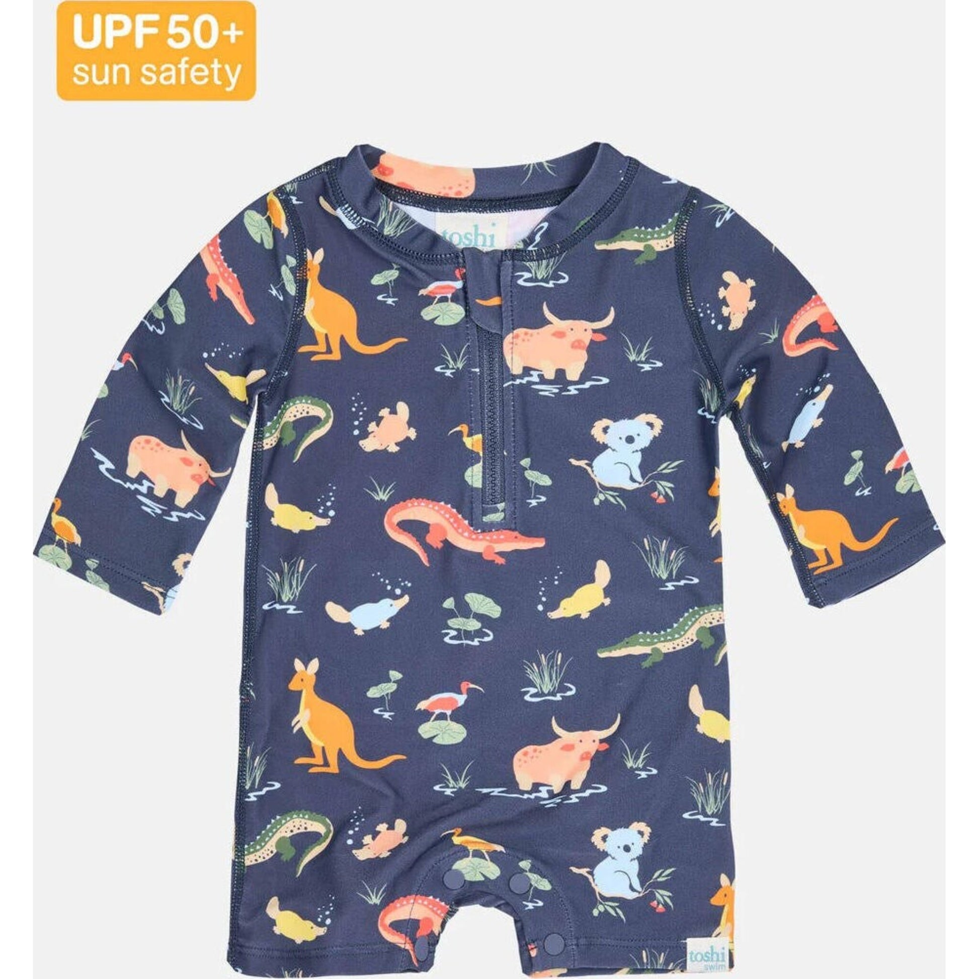 Toshi Swim Onesie L/S Splash Kakadu Moonlight | Aster & Ruby