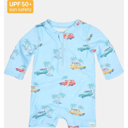 Toshi Swim Onesie L/S Splash Swell Seekers Sky | Aster & Ruby