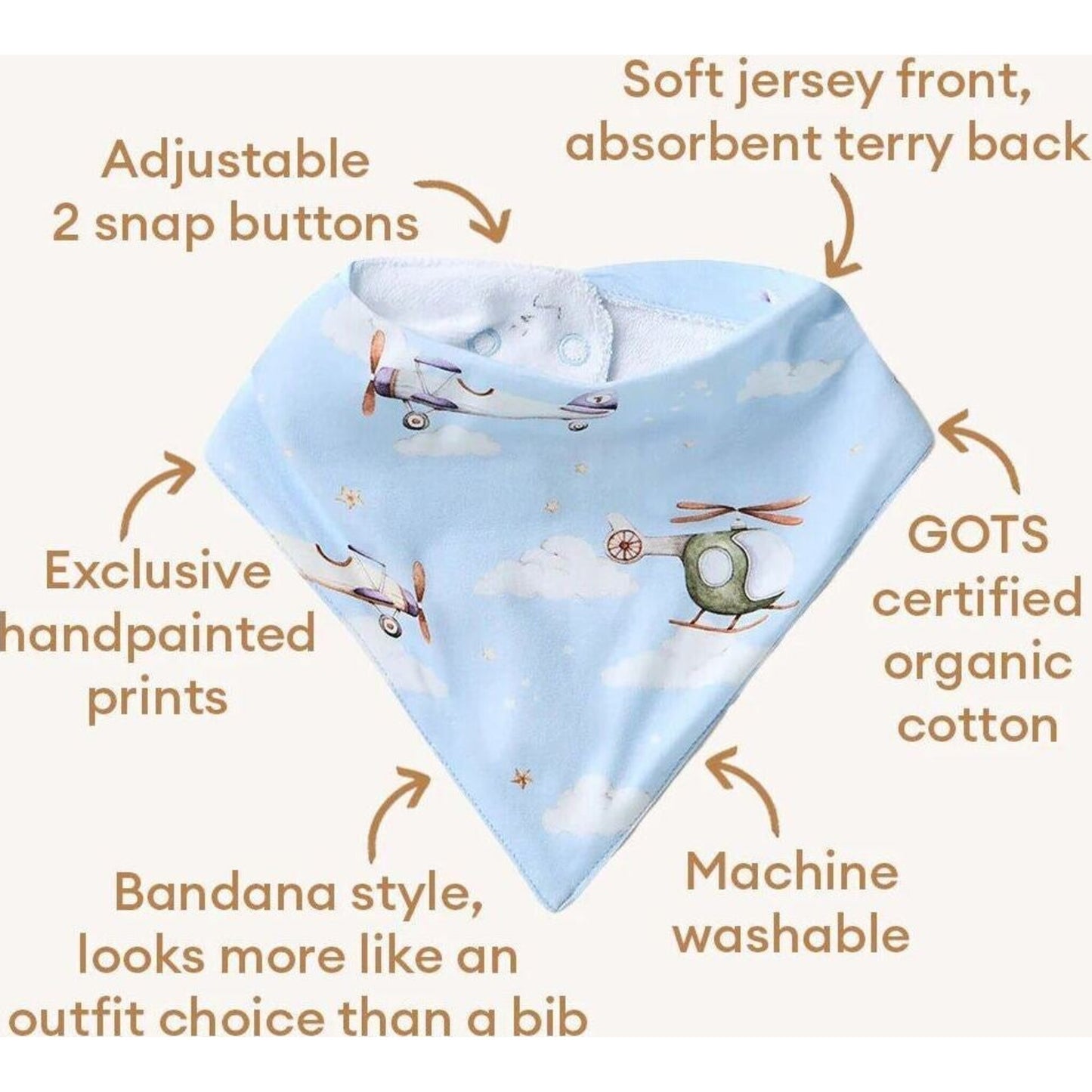 Snuggle Hunny Taking Flight Organic Dribble Bib | Aster & Ruby