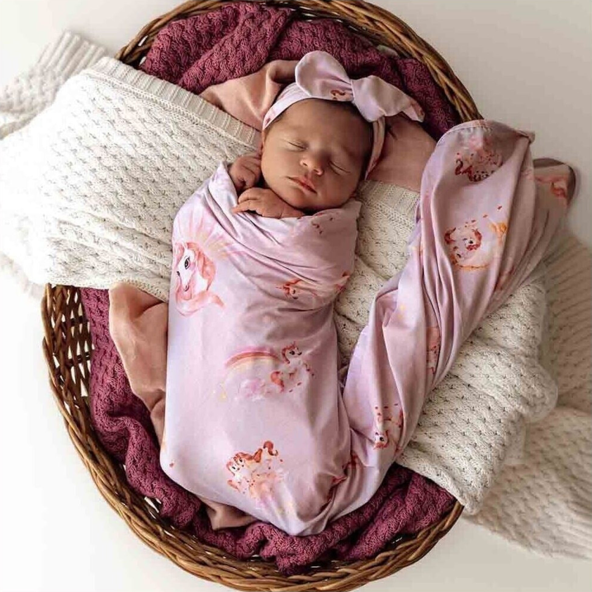 Snuggle Hunny Twinkle Organic Jersey Wrap & Topknot Set | Aster & Ruby