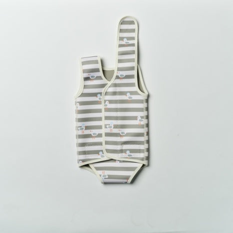 Natural Rubber Baby Wetsuit Sammy the Seagull Green Stripe