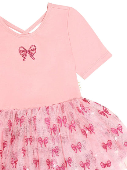 Glitter Bow Tutu Tulle Dress