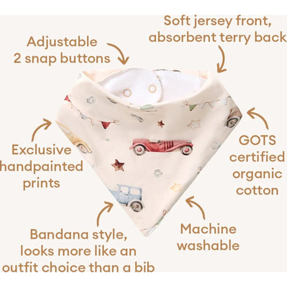 Snuggle Hunny Vintage Cars Organic Dribble Bib | Aster & Ruby