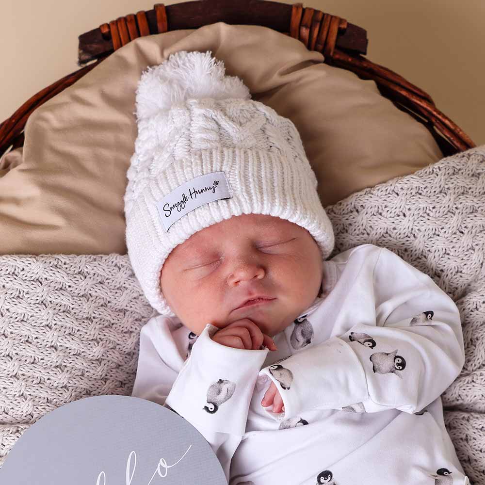 White Organic Baby Knit Beanie - Aster & Ruby