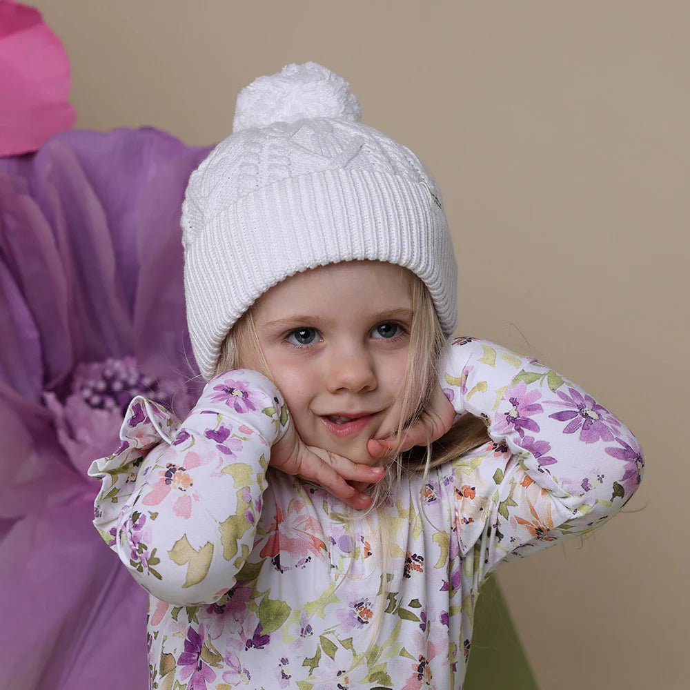 White Organic Baby Knit Beanie - Aster & Ruby