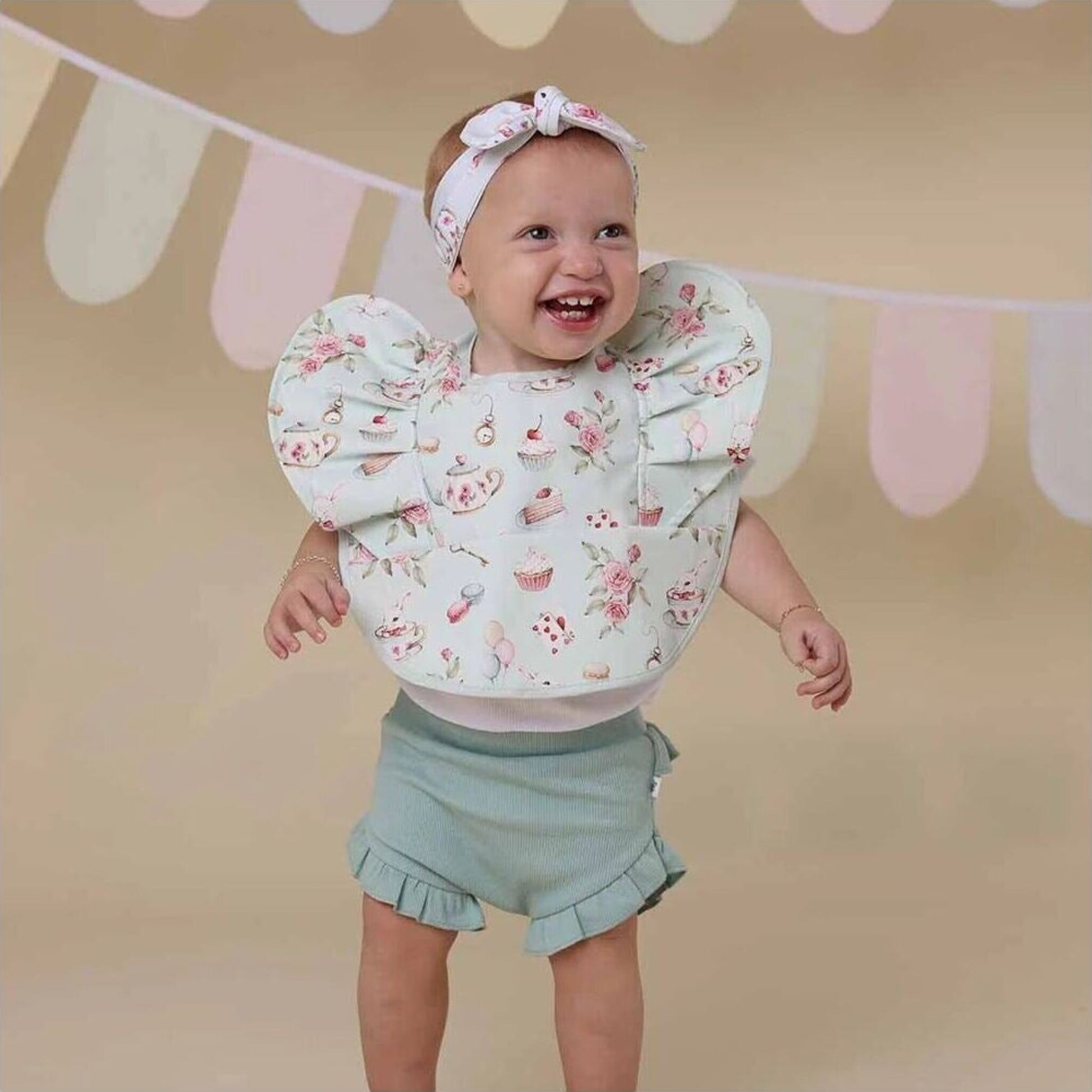 Snuggle Hunny White Rabbit Frill Snuggle Bib | Aster & Ruby