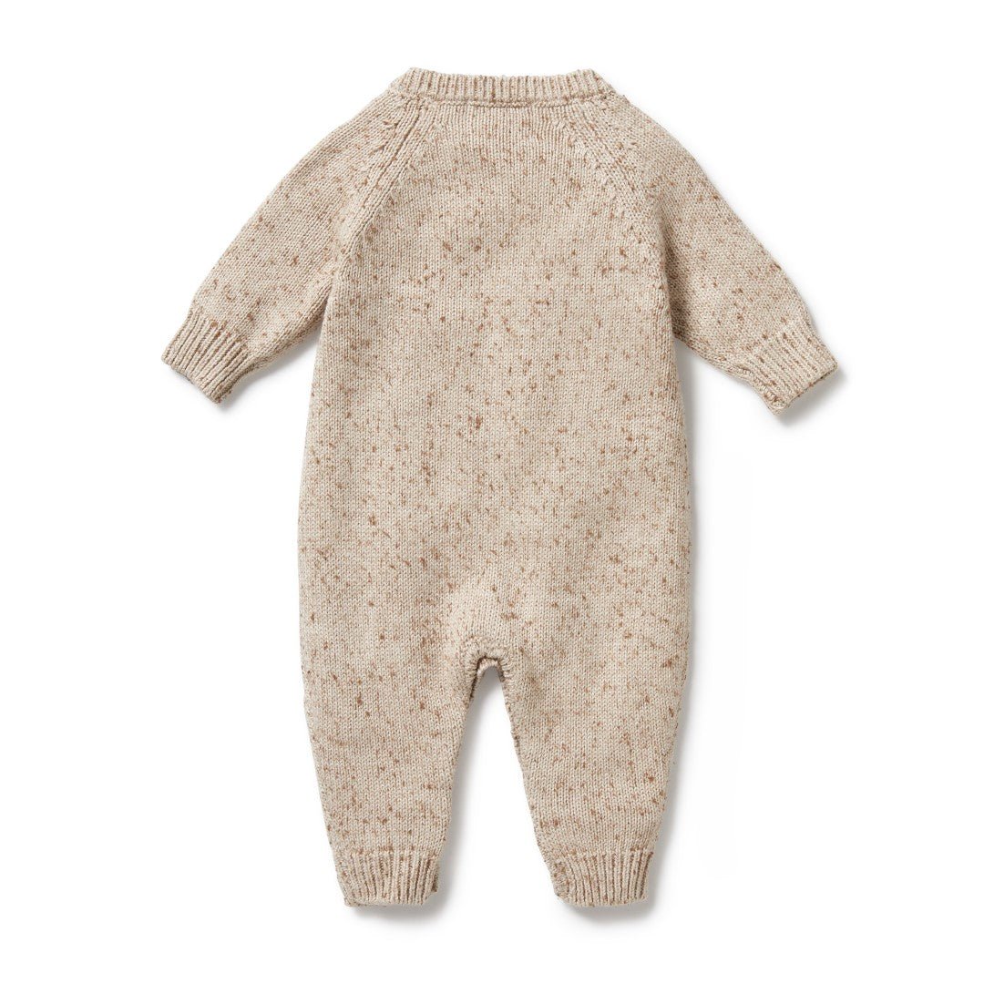 Wilson & Frenchy Almond Fleck Knitted Cable Growsuit-Aster & Ruby