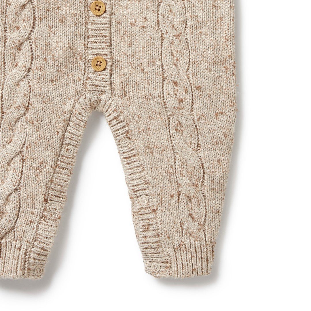 Wilson & Frenchy Almond Fleck Knitted Cable Growsuit-Aster & Ruby