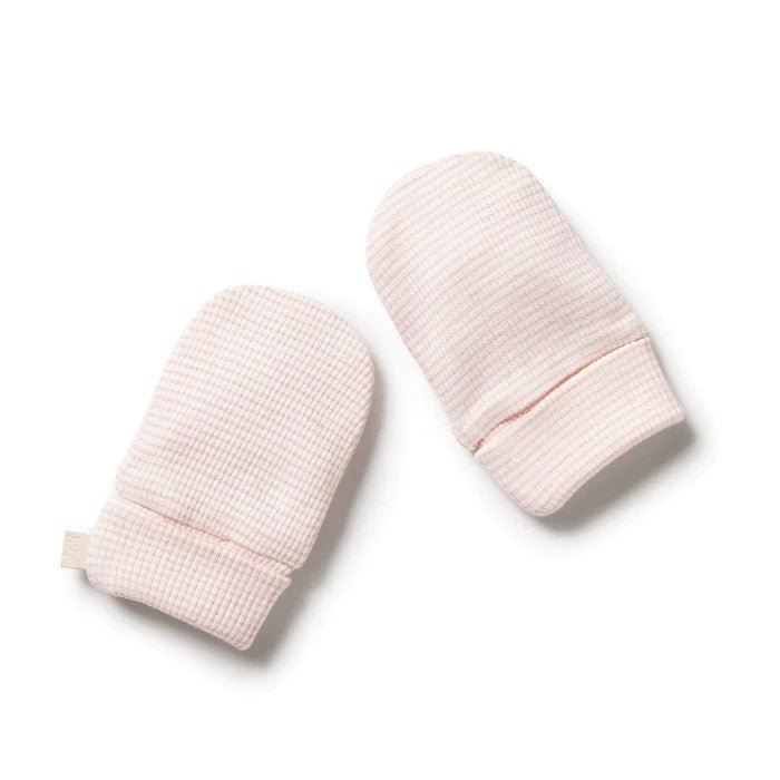 Wilson & Frenchy Cantaloupe Stripe Rib Organic Mittens-Aster & Ruby