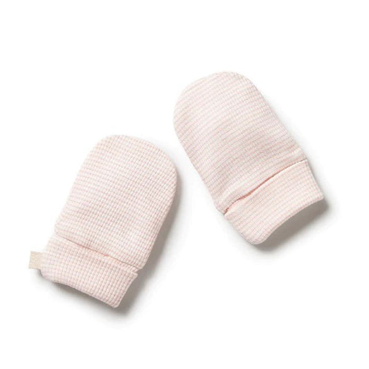 Wilson & Frenchy Cantaloupe Stripe Rib Organic Mittens-Aster & Ruby
