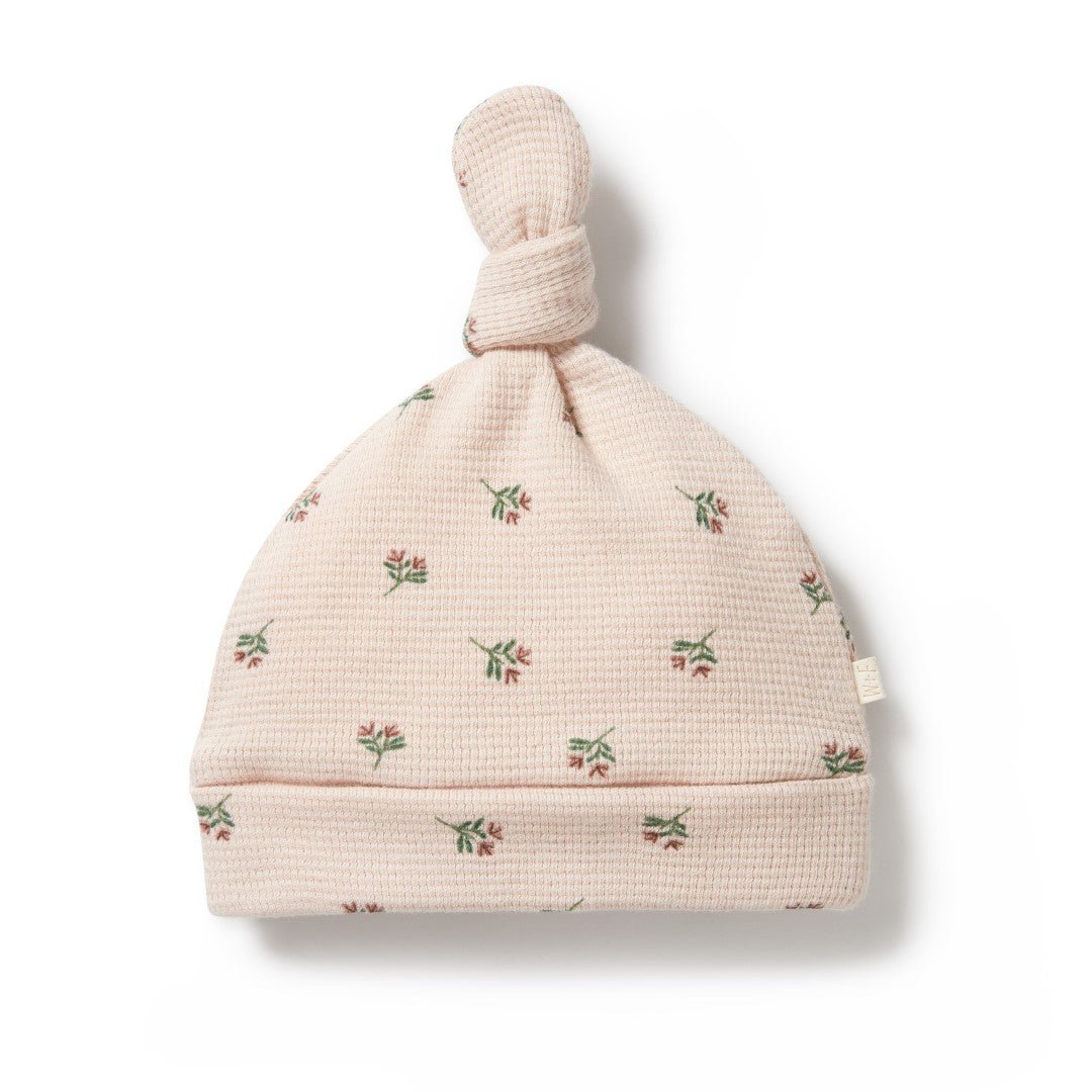 Wilson & Frenchy Emily Floral Waffle Organic Knot Hat-Aster & Ruby