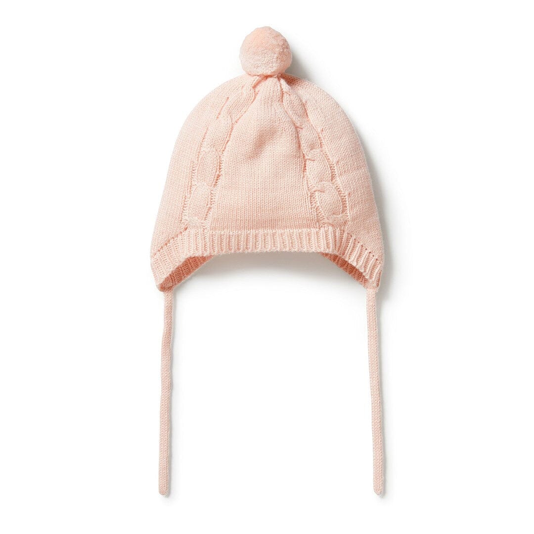 Wilson & Frenchy Knitted Mini Cable Bonnet Blush-Aster & Ruby