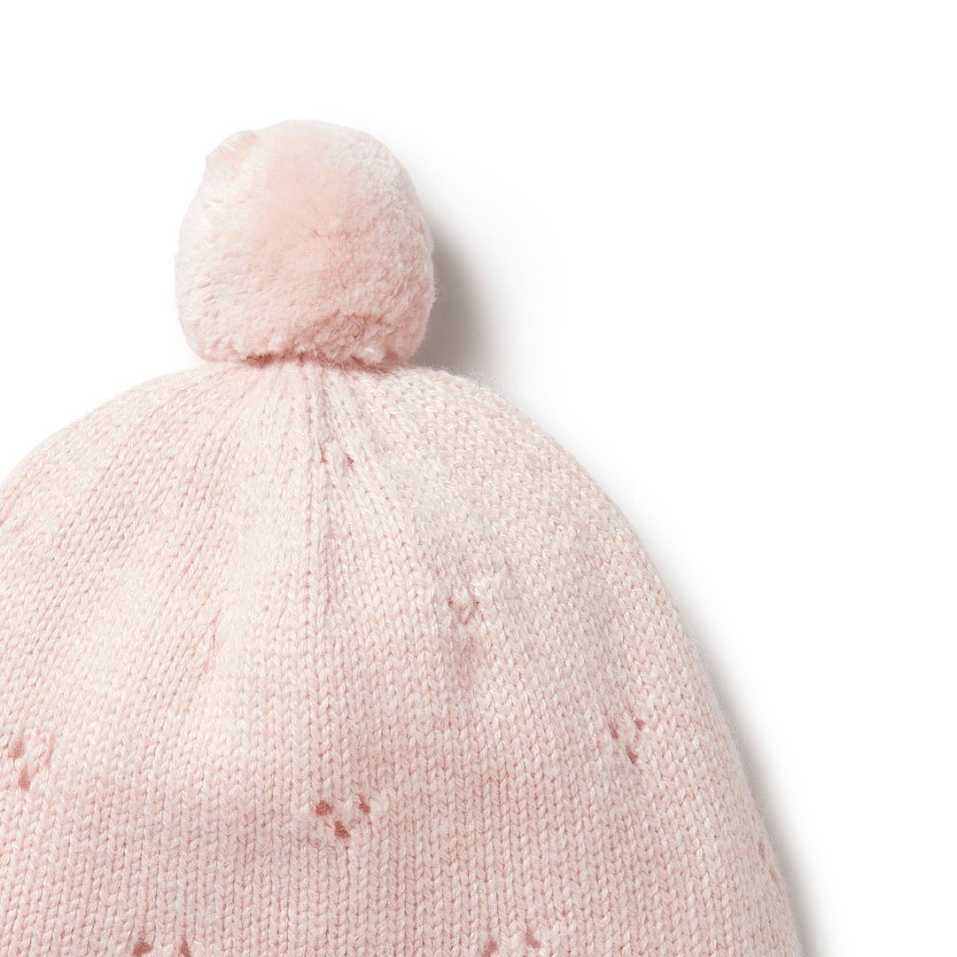 Wilson & Frenchy Knitted Pink Knitted Pointelle Bonnet-Aster & Ruby