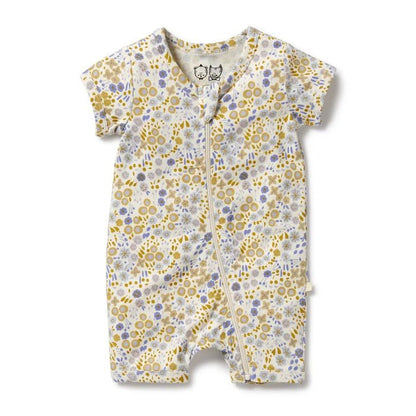 Wilson & Frenchy Organic Boyleg Zipsuit - Little Meadow - Aster & Ruby