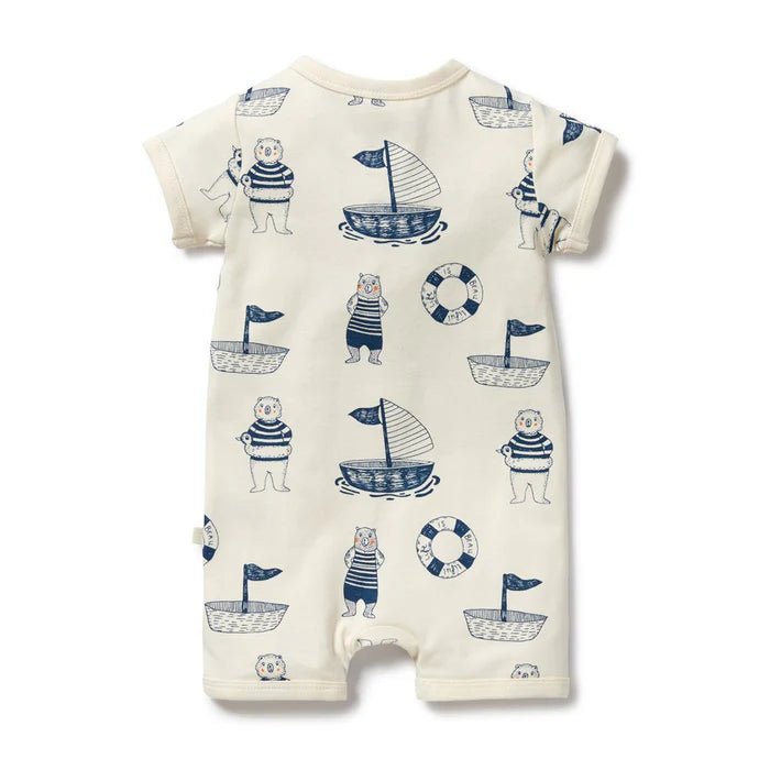 Wilson & Frenchy Organic Boyleg Zipsuit - Nautical Bear - Aster & Ruby