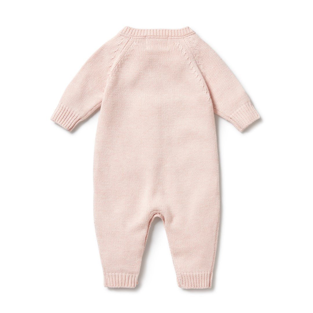 Wilson & Frenchy Pink Knitted Cable Growsuit - Aster & Ruby