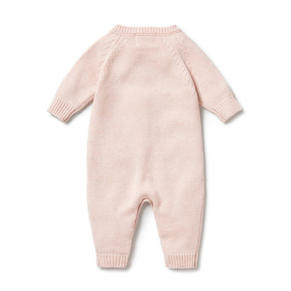 Wilson & Frenchy Pink Knitted Cable Growsuit - Aster & Ruby