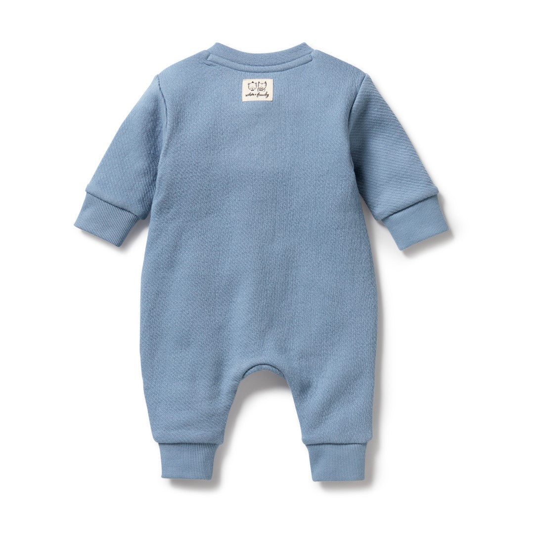 Wilson & Frenchy Storm Blue Organic Quilted Growsuit-Aster & Ruby