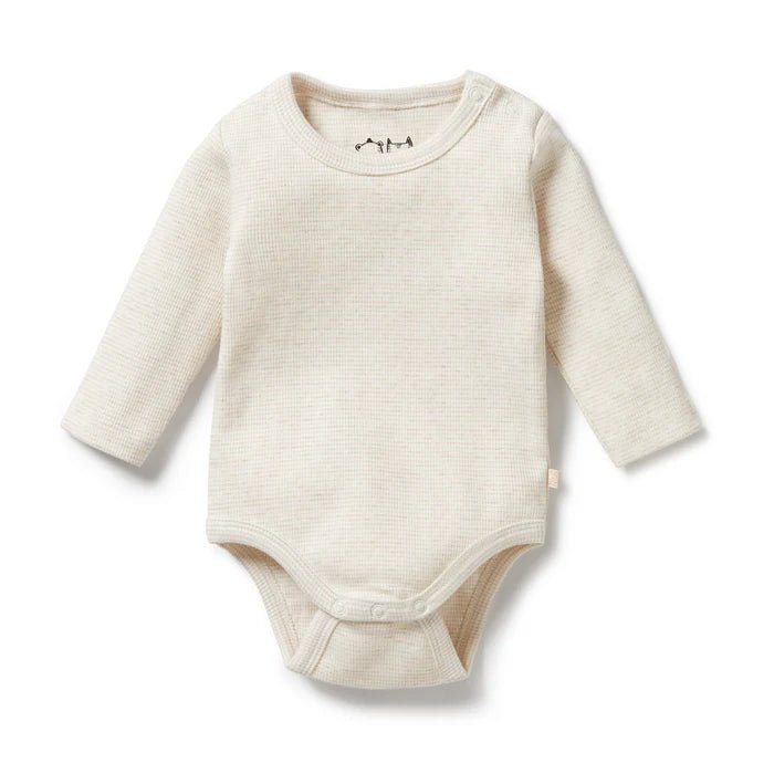 Wilson & Frenchy Stripe Rib Organic Bodysuit - Oatmeal - Aster & Ruby