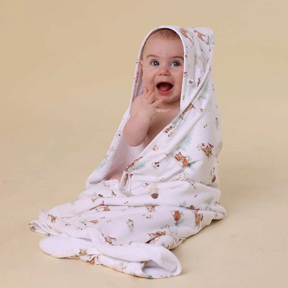Organic Hooded Baby Towel Woodland Tales