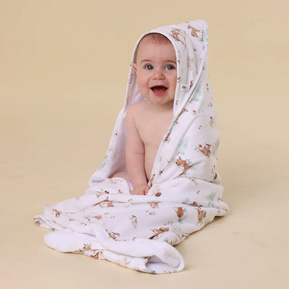 Organic Hooded Baby Towel Woodland Tales