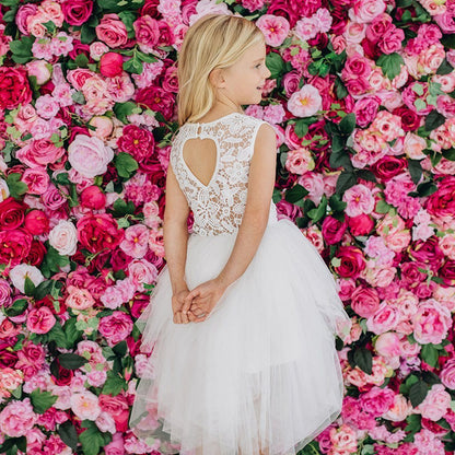 Tara Heart Back Dress Ivory - Aster & Ruby