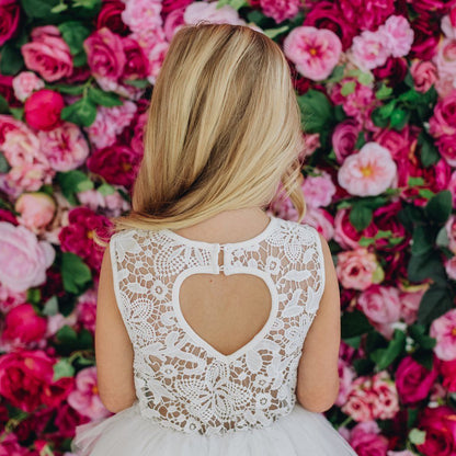 Tara Heart Back Dress Ivory - Aster & Ruby
