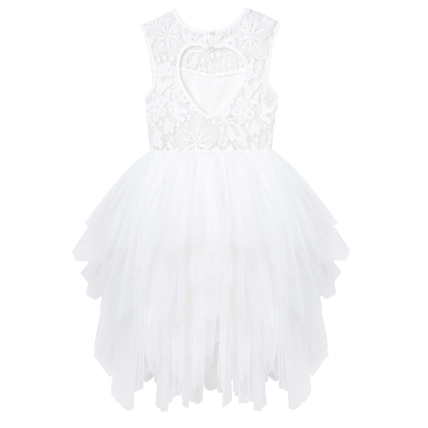 Tara Heart Back Dress Ivory - Aster & Ruby