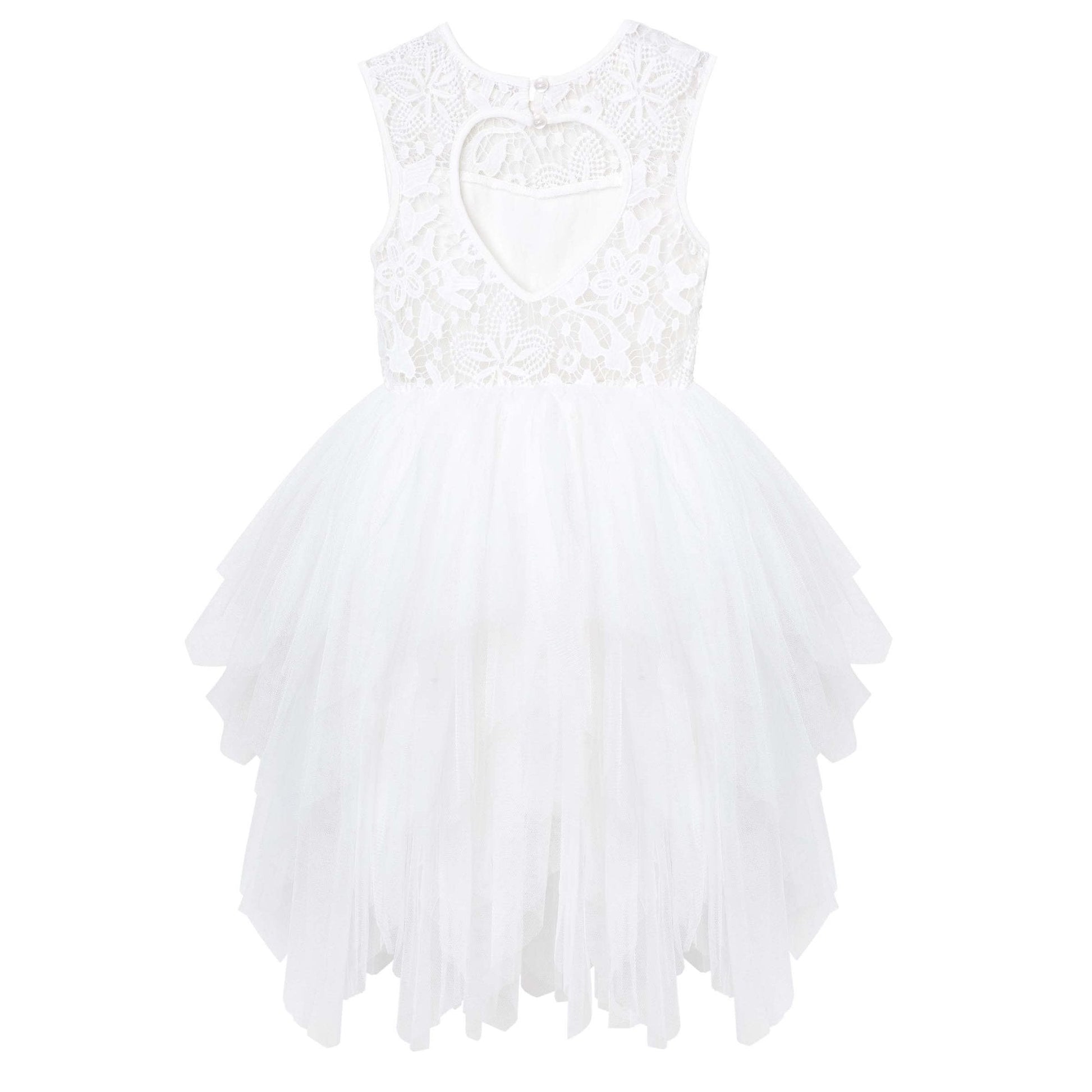 Tara Heart Back Dress Ivory - Aster & Ruby